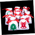 Pikkukuva 4 / 8: WJ 1Set 24 Styck Julgodispapper Flanellpåse Julgodispåse Julsnoddpåsar Adventskalender till julfavoritpåsar Väska hollow out 16X11CM