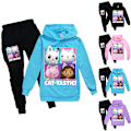 Miniatyrbild 3 av 5: Pojkar Flickor Gabby's Doll House Hoodies Träningsoveraller Toppar+ Byxor Set - Perfet I Light blue 160cm