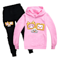 Miniatyrbild 1 av 3: Pojkar Flickor LANKYBOX Hoodies Träningsoveraller Toppar+Joggerbyxor Set V I pink 150cm