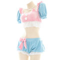 Pikkukuva 5 / 8: Lolita söt nattkläder puffärmar tube top och shorts underkläder set anime cosplay för kattöron pyjamas frestelse linge v