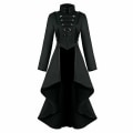 Pikkukuva 3 / 4: Retro naisten goottilainen steampunk-nappi korsetti puku takki keskiaikainen Jacke Black S