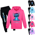 Pikkukuva 2 / 3: Lilo ja Stitch lasten treeniasu T-paita Huppari Urheilutoppi Housut Rose red 150cm