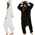 Miniatyrbild 1 av 2: Tandlös drake Vit Svart Onesie Vuxen unisex Flanell Pyjamas Anime Cosplay Kostym Träna din natt Fury Sovkläder E46762ac Black 125  131*140cm