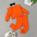 Miniatyrbild 4 av 6: Tjejer med fickor 2 delar klädsel Enfärgade Sweatsuits Set I Orange 110cm