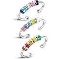 Miniatyrbillede 1 af 5: 3 stk. Spindende emalje Fidget-ring, rustfrit stål angstlindring, angst ring med flerfarvet rulleperle Z