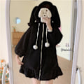 Miniatyrbillede 3 af 11: Damer Sød Bunny Ear Hoodie Fuzzy Fuffy Kanin Sweater Sweatshirt Puover Toppe Langærmet Kawaii Jakke Frakker Sort L black l