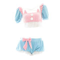 Pikkukuva 1 / 8: Lolita söt nattkläder puffärmar tube top och shorts underkläder set anime cosplay för kattöron pyjamas frestelse linge v