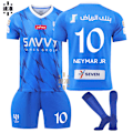 Miniatyrbillede 1 af 2: Neymar 23-24 Saudi-Arabiens liga Al-Hilal trøje nr. 10 hjemme fodboldtrøje sæt voksne børn Z Adult S（165-170cm）