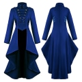 Pikkukuva 1 / 4: Retro naisten goottilainen steampunk-nappi korsetti puku takki keskiaikainen Jacke Blue L