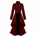 Miniatyrbillede 3 af 4: Retro Kvinde Gotisk Steampunk Knap Corsage Kostume Frakke Middelalderlig Jakke Red M