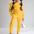 Miniatyrbild 1 av 5: Tjejer med fickor 2 delar klädsel Enfärgade Sweatsuits Set I Gul 110cm