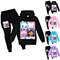 Miniatyrbild 3 av 5: Pojkar Flickor Gabby's Doll House Hoodies Träningsoveraller Toppar+ Byxor Set - Perfet I black 160cm