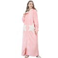 Miniatyrbillede 4 af 5: Dame Hætte Morgenkåbe Badekåbe Varm Tyk Coral Fleece Stjerne Lynlås Kåber Pink XL