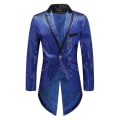 Miniatyrbilde 1 av 5: Sliktaa Herre Sequin Svalehale Dressjakke Fest Show Tux Kjole Frakk Blue S