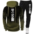 Pikkukuva 3 / 4: Miesten Hupparit Miehille Vaatteet Splash Ink Hupullinen Puku Mies Trenssihousut Setti Uusi Hoodies & Sweatshirts Urheilu Puku Setti HARMAA v GRAY XL