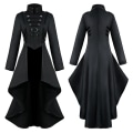 Pikkukuva 1 / 4: Retro naisten goottilainen steampunk-nappi korsetti puku takki keskiaikainen Jacke Black S