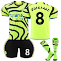 Miniatyrbillede 2 af 2: 2023-2024 Arsenal Børneudebanesæt Fodboldtrøje Kit nr 8 ØDEGAARD 8-9 years