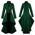 Miniatyrbillede 1 af 4: Retro Kvinde Gotisk Steampunk Knap Corsage Kostume Frakke Middelalderlig Jakke Green 4XL