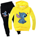 Miniatyrbillede 3 af 3: Lilo Stitch Træningsdragt 2-delt Hættetrøje Bukser Outfit Sæt Sportstøj til børn Yellow 140cm
