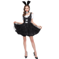 Miniatyrbillede 2 af 5: Klassisk Fancy Bunny Girl Tuxedo Style Sort Kjole Cosplay Kostume Hale Ører Sæt XL