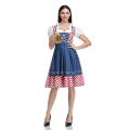 Miniatyrbild 2 av 5: Kvinnors Oktoberfest Beer Maid Costume Bavarian Traditional Dirndl Dress Denim Red Check XL