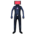 Miniatyrbild 1 av 5: Skibidi Toilet Cosplay Costume, Tv Man Cameraman Cosplay Jumpsuit Halloween Bodysuit Kid Video Game -a TV guy Z TV guy Adult 160