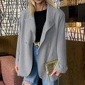Miniatyrbillede 1 af 4: Kvinder dampede Business Jakker Work Cardigan Jakke Single Breasted Blazers I Light Grey L