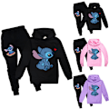 Miniatyrbillede 2 af 3: Lilo Stitch Kid Drenge Hoodie Joggingbukser 2 ST Tøj W sort V . black 170cm