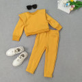 Miniatyrbilde 4 av 5: Jenter med lommer 2 deler antrekk Ensfargede Sweatsuits Set I Gul 130cm