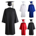 Miniatyrbild 2 av 5: Naievear 1 Set Graduation Klänning Hatt Tofs Dragkedja V-hals Lös Enfärgad 2023 High School Bachelor Akademisk klänning Studenttillbehör Red 4XL
