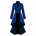 Miniatyrbillede 3 af 4: Retro Kvinde Gotisk Steampunk Knap Corsage Kostume Frakke Middelalderlig Jakke Blue L