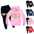 Miniatyrbillede 2 af 3: Drenge Piger LANKYBOX Hoodies Træningsoveraller Toppe+Joggerbukser Sæt V pink 140cm