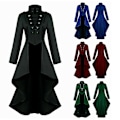 Miniatyrbillede 1 af 5: Retro Kvinde Gotisk Steampunk Knap Corsage Kostume Frakke Middelalderlig Jakke Black 4XL