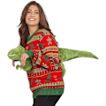 Pikkukuva 1 / 5: Unisex 3D T-rex Punainen Ja Vihreä Pusero Ruma Joulupaita Herra Nainen Xmas Asu M Z M