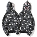Miniatyrbild 1 av 5: Bape hoodie Shark Mouth Ape Camo Print Cotton Full Zip Jacket fo W zX Svartvitt 2XL