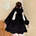Miniatyrbillede 8 af 11: Damer Sød Bunny Ear Hoodie Fuzzy Fuffy Kanin Sweater Sweatshirt Puover Toppe Langærmet Kawaii Jakke Frakker Sort L black l