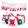Pikkukuva 1 / 8: WJ 1Set 24 Styck Julgodispapper Flanellpåse Julgodispåse Julsnoddpåsar Adventskalender till julfavoritpåsar Väska hollow out 16X11CM