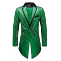 Miniatyrbillede 1 af 5: Sliktaa Herre Sequin Svalehalet Jakkesæt Fest Show Tux Kjole Frakke Green 2XL