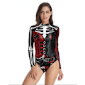 Miniatyrbillede 2 af 5: Harley Quinn Cosplay badedragt med dødningehoved-print til kvinder S-M