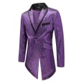 Miniatyrbillede 2 af 5: Sliktaa Herre Sequin Svalehalet Jakkesæt Fest Show Tux Kjole Frakke Purple XS
