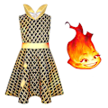 Pikkukuva 2 / 5: Elemental Ember Wade Cosplay-asu Tulen ja veden mekko Yhtenäinen Halloween lapsille Fire 110