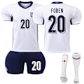 Miniatyrbillede 1 af 2: UEFA Euro 2024 England Hjemme Børne Fodboldtrøje Nr 20 Foden-Xin 24