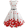 Pikkukuva 1 / 3: Naisten Pinup Vintage 50-luvun 60-luvun Rockabilly Ruusunkukkapainatus Prom Swing -mekko Midi-mekot-c XL