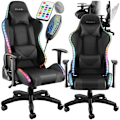 Miniatyrbild 1 av 11: tectake Gamingstol Tartaros, LED, massagefunktion Svart