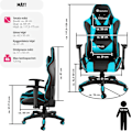 Miniatyrbild 6 av 10: tectake Premium Gamingstol Twink Azurblå