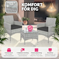 Miniatyrbild 4 av 10: tectake Loungeset Luzern i konstrotting 2+1 inkl överdrag i 2 färger Ljusgrå
