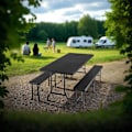 Miniatyrbild 10 av 11: tectake Hopfällbar Campingbordsgrupp Vani i konstrotting Svart