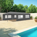 Miniatyrbild 4 av 11: Paviljong Miramas 9x3m med 8 sidodelar vattentät - grå grå