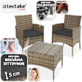 Miniatyrbild 3 av 10: tectake Loungeset Luzern i konstrotting 2+1 inkl överdrag i 2 färger Natur