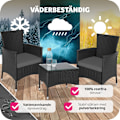 Miniatyrbild 7 av 10: tectake Loungeset Luzern i konstrotting 2+1 inkl överdrag i 2 färger Svart